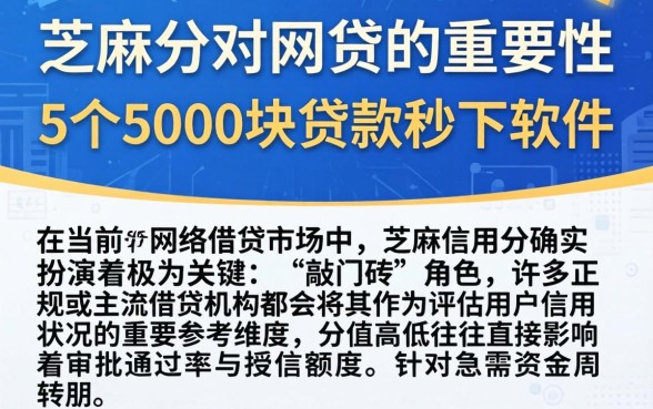 芝麻分对网贷的重要性,概括5个5000块贷款秒下软件