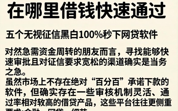 在哪里借钱快速通过，详细阐述五个无视征信黑白100%秒下网贷软件