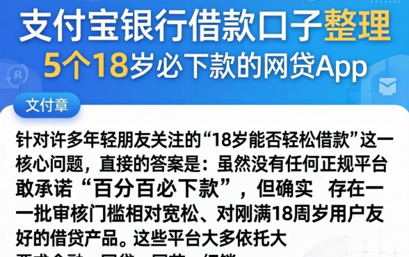 支付宝银行借款口子，整理5个18岁必下款的网贷app