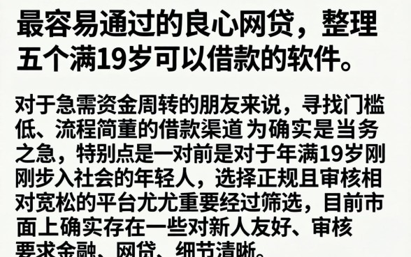 最容易通过的良心网贷，整理五个满19岁可以借款的软件