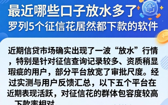 最近哪些口子放水多了，罗列5个征信花居然都下款的软件