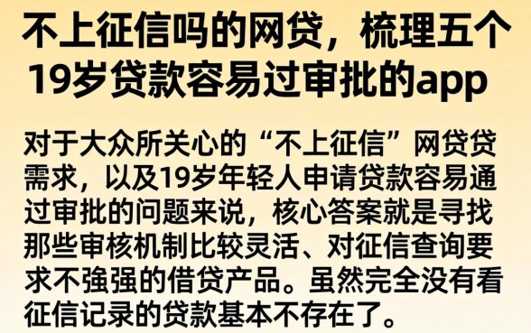 不上征信吗的网贷，梳理五个19岁贷款容易过审批的app