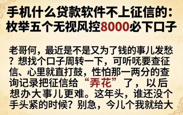 手机什么贷款软件不上征信的，枚举五个无视风控8000必下口子