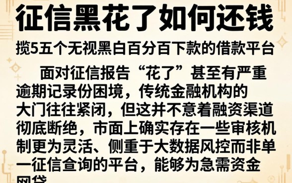 征信黑花了如何还钱，概览五个无视黑白百分百下款的借款平台
