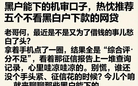 黑户能下的机审口子，热忱推荐五个不看黑白户下款的网贷
