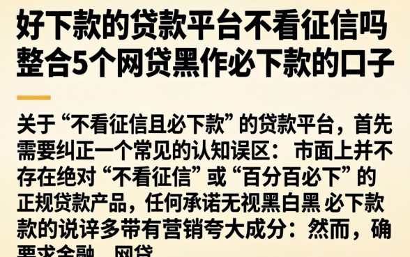 好下款的贷款平台不看征信吗，整合5个网贷黑户必下款的口子
