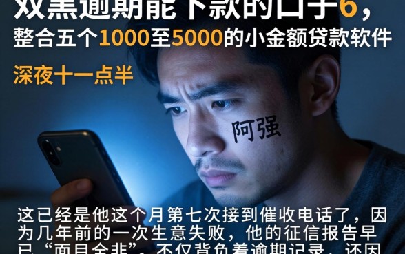 双黑逾期能下款的口子6，整合五个1000至5000的小额贷款软件