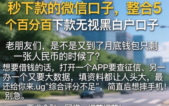 秒下款的微信口子，整合5个百分百下款无视黑白户口子