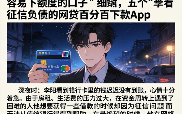容易下额度的口子，细致阐述五个不看征信负债的网贷百分百下款app