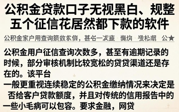 公积金贷款口子无视黑白，规整五个征信花居然都下款的软件