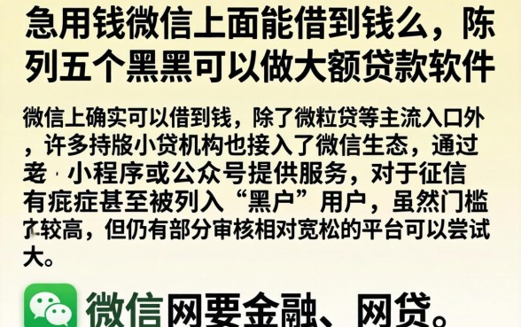 急用钱微信上面能借到钱么，陈列五个黑户可以做大额贷款软件