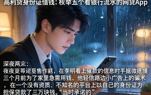 高利贷身份证借钱，枚举五个看银行流水的网贷app