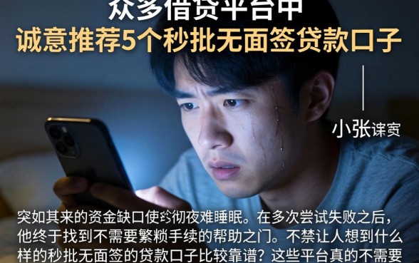 在众多借贷平台中，诚意推荐5个秒批无面签贷款口子