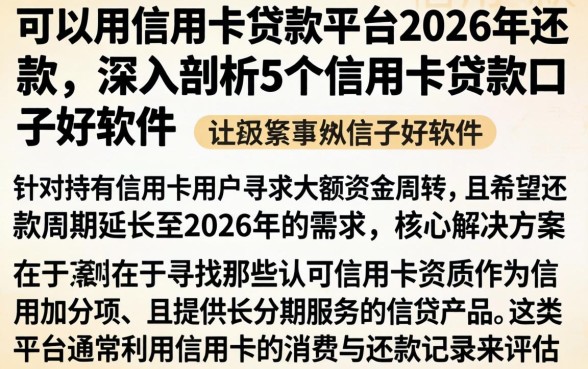 可以用信用卡贷款的平台2026年还款，深入剖析5个信用卡贷款口子好软件