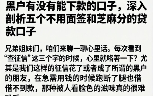 黑户有没有能下款的口子，深入剖析五个不用面签和芝麻分的贷款口子