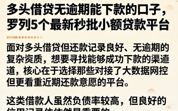 多头借贷无逾期能下款的口子,罗列5个最新秒批小额贷款平台