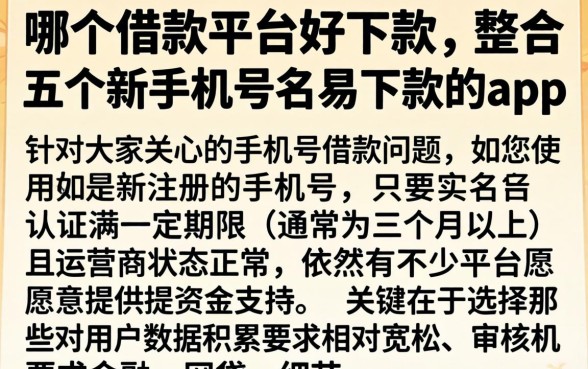 哪个借款平台好下款，整合五个新手机号容易下款的app