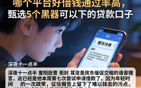哪个平台好借钱通过率高，甄选5个黑户可以下的贷款口子
