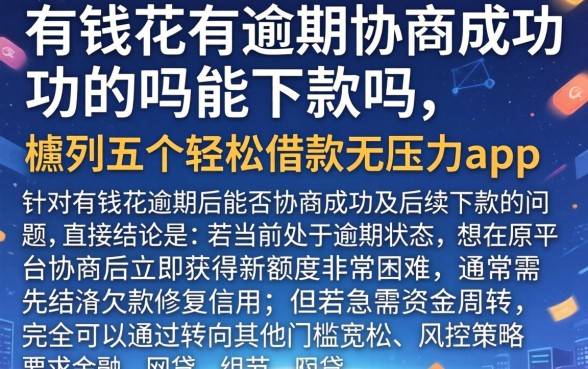 有钱花有逾期协商成功的吗能下款吗，胪列五个轻松借款无压力app