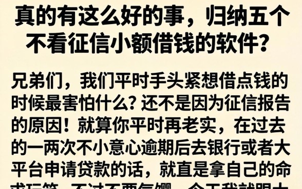 真的有这么好的事，归纳五个不看征信小额借钱的软件
