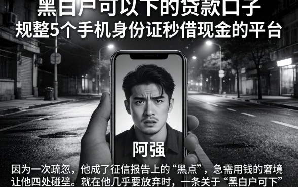 黑白户可以下的贷款口子，规整5个手机身份证秒借现金的平台