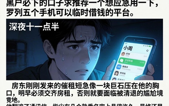 黑户必下的口子求推荐一个想应急用一下，罗列五个手机可以临时借钱的平台