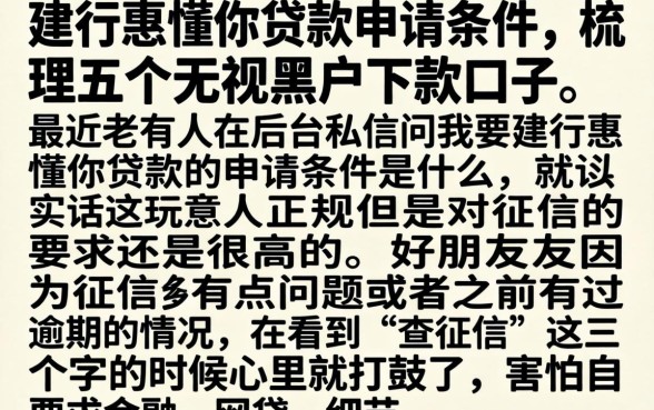建行惠懂你贷款申请条件，梳理五个无视黑户下款口子