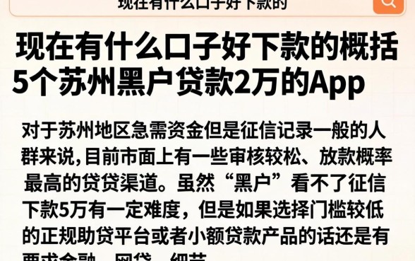 现在有什么口子好下款的，概括5个苏州黑户贷款5万的app