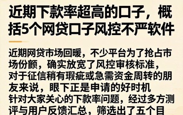 近期下款率超高的口子，概括5个网贷口子风控不严的软件