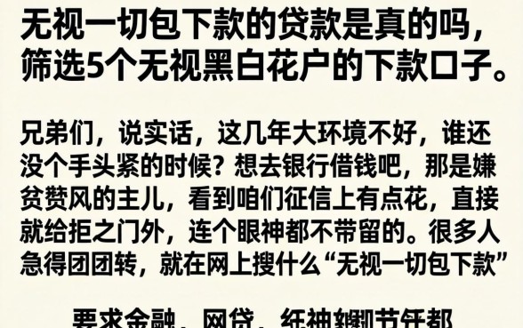无视一切包下款的贷款是真的吗，筛选5个无视黑白花户的下款口子