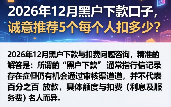 2026年12月黑户下款的口子，诚意推荐5个每个人扣多少？