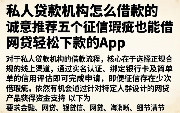 私人贷款机构怎么借款的，诚意推荐五个征信瑕疵也能借网贷轻松下款的app