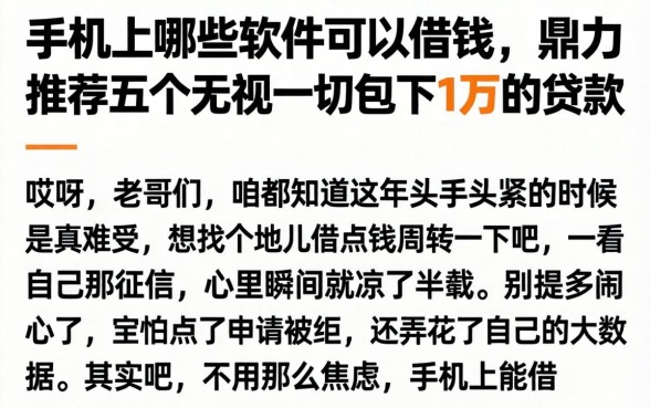 在手机上哪些软件可以借钱，鼎力推荐五个无视一切包下1万的贷款