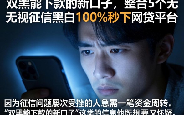 双黑能下款的新口子，整合5个无视征信黑白100%秒下网贷平台