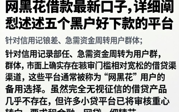 网黑花借款最新口子，详细阐述五个黑户好下款的平台
