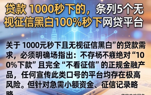 贷款的1000秒下的，条列5个无视征信黑白100%秒下网贷平台