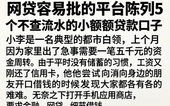 网贷容易批的平台，陈列5个不查流水的小额度贷款口子
