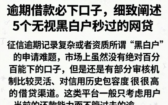 逾期借款必下口子，细致阐述5个无视黑白户秒过的网贷