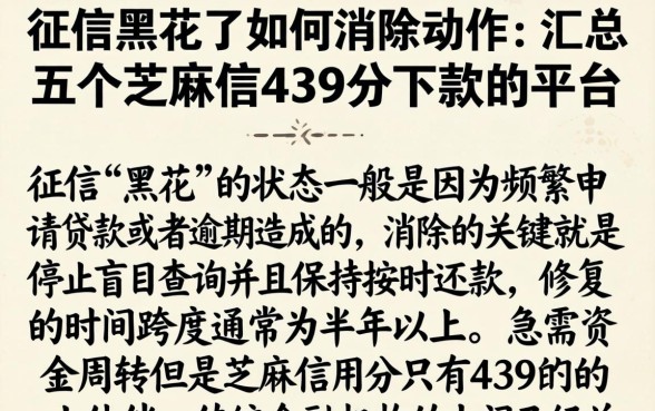 征信黑花了如何消除动作，汇总五个芝麻信用439分下款的平台