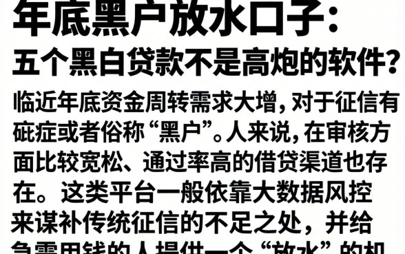 年底黑户放水口子，详细阐述五个黑白贷款不是高炮的软件