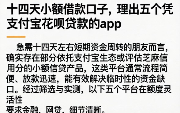 十四天小额借款口子，理出五个凭支付宝花呗贷款的app