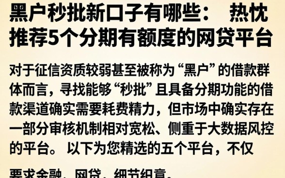 黑户秒批新口子有哪些，热忱推荐5个分期有额度的网贷平台