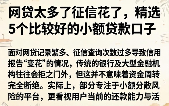 网贷太多了征信花了，精选5个比较好的小额贷款口子
