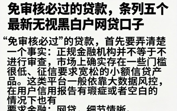 免审核必过的贷款，条列五个最新无视黑白户网贷口子