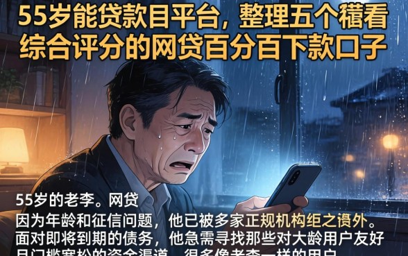 55岁能贷款的平台，整理五个不看综合评分的网贷百分百下款口子