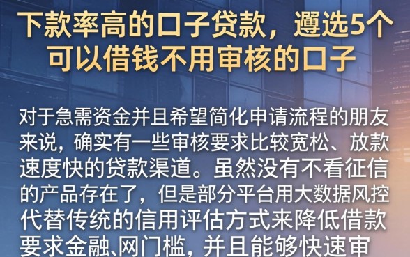 下款率高的口子贷款，遴选5个可以借钱不用审核的口子