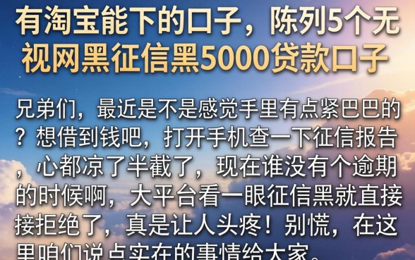 有淘宝能下的口子，陈列5个无视网黑征信黑5000贷款口子