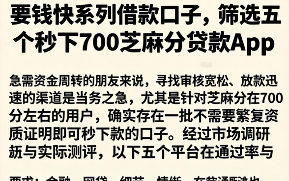 要钱快系列借款口子,筛选五个秒下700芝麻分贷款app
