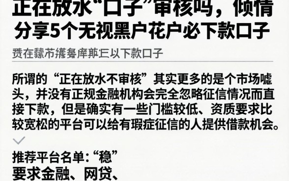 正在放水的口子不审核吗，倾情分享5个无视黑户花户必下款口子