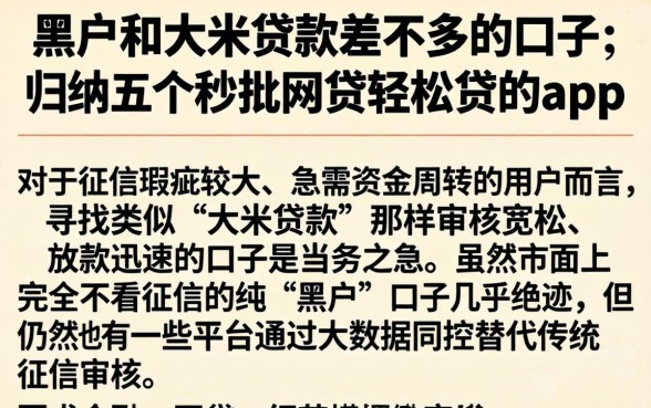 黑户和大米贷款差不多的口子，归纳五个秒批网贷轻松贷的app